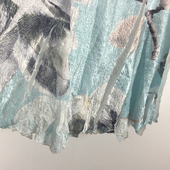 Komarov V neck short flutter lace sleeve midi overall textured print Size Large - Picture 4 of 8